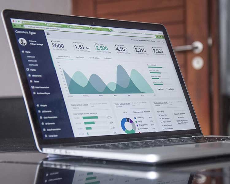 Digital marketing analytics dashboard showing website traffic and performance metrics